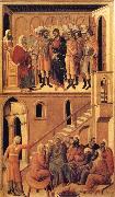Duccio di Buoninsegna Peter's First Denial of Christ and Christ Before the High Priest Annas oil painting artist